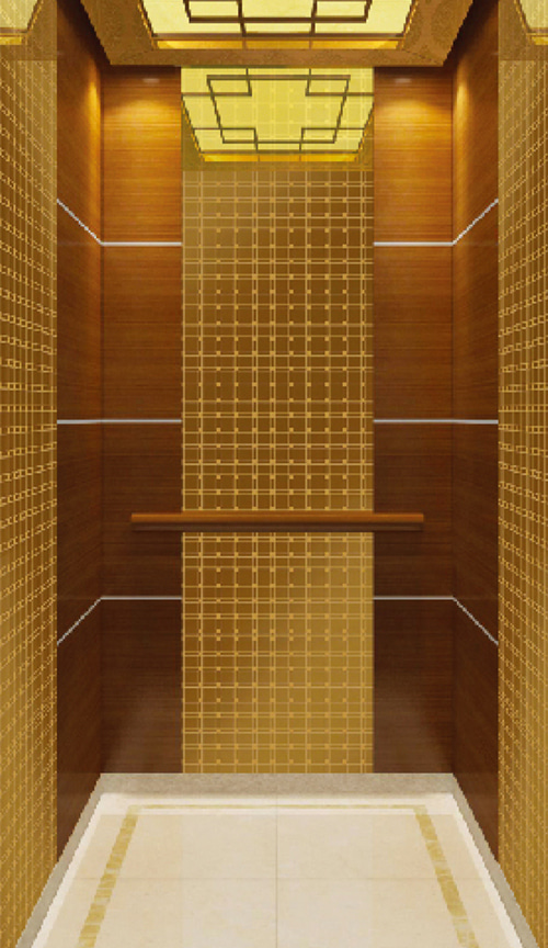 Center plate rose gold mirror etching, auxiliary board wood finishes decorative mirror stainless steel strips villa elevator QP-V012